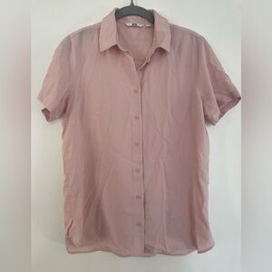 Uniqlo Women's Short-Sleeve Button-Down Shirt - Dusty Pink